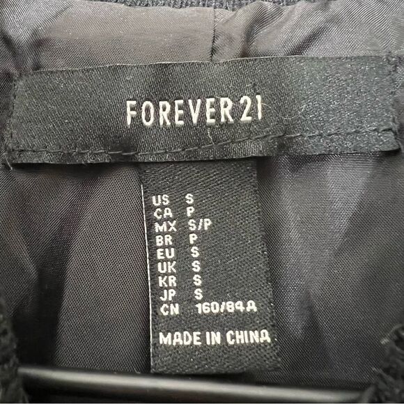 Forever 21 Teddy Coat Bomber Jacket Tan and Green Fleece Color Blocked Size S - Picture 4 of 10